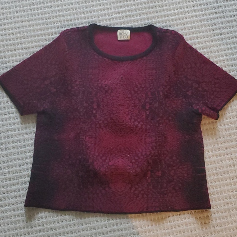 Torn by Ronny Kobo Maroon Knit ShortSleeve Sweater